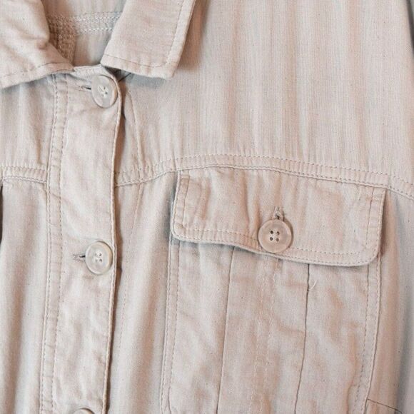 Torrid Fits Sz 3 Utility Jacket Beige Safari Oversized Button Front Cinched - Picture 3 of 7